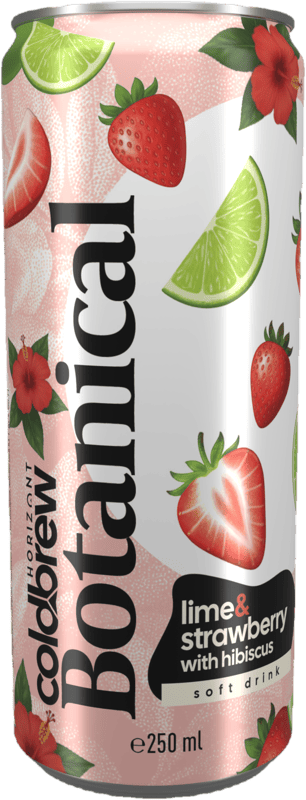 Horizont Coldbrew Botanical - carbonated soft drink with strawberry-lime flavour, with cold-infused hibiscus extract, 6% fruit content