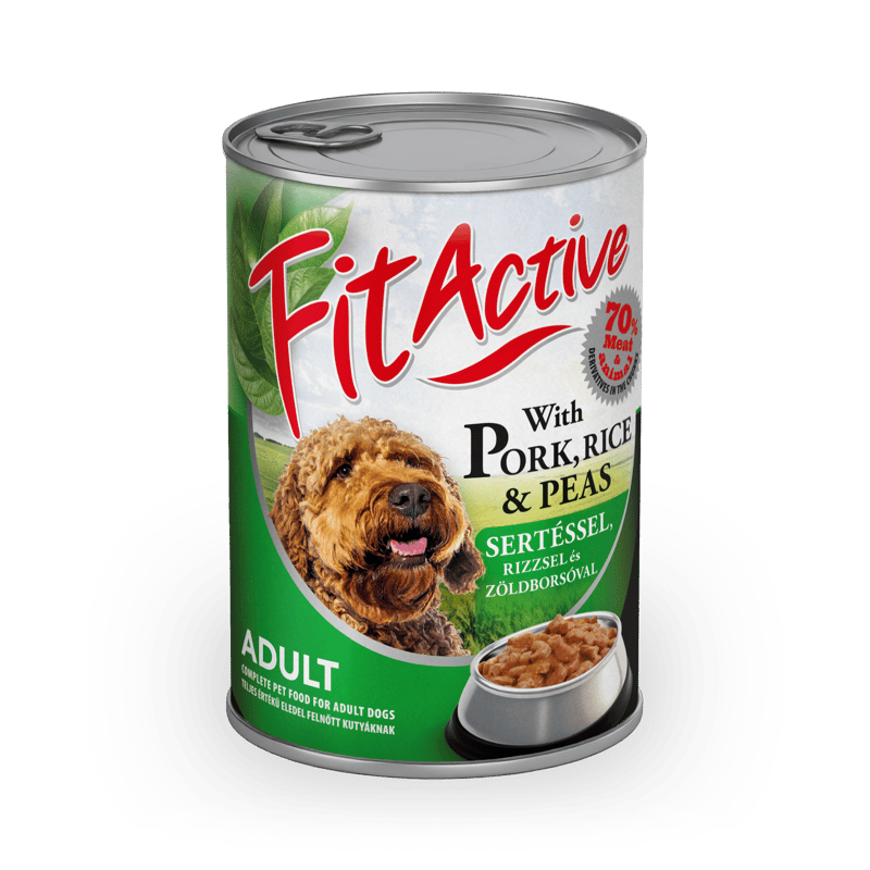 FitActive Dog konzerv sertés-rizs-borsó