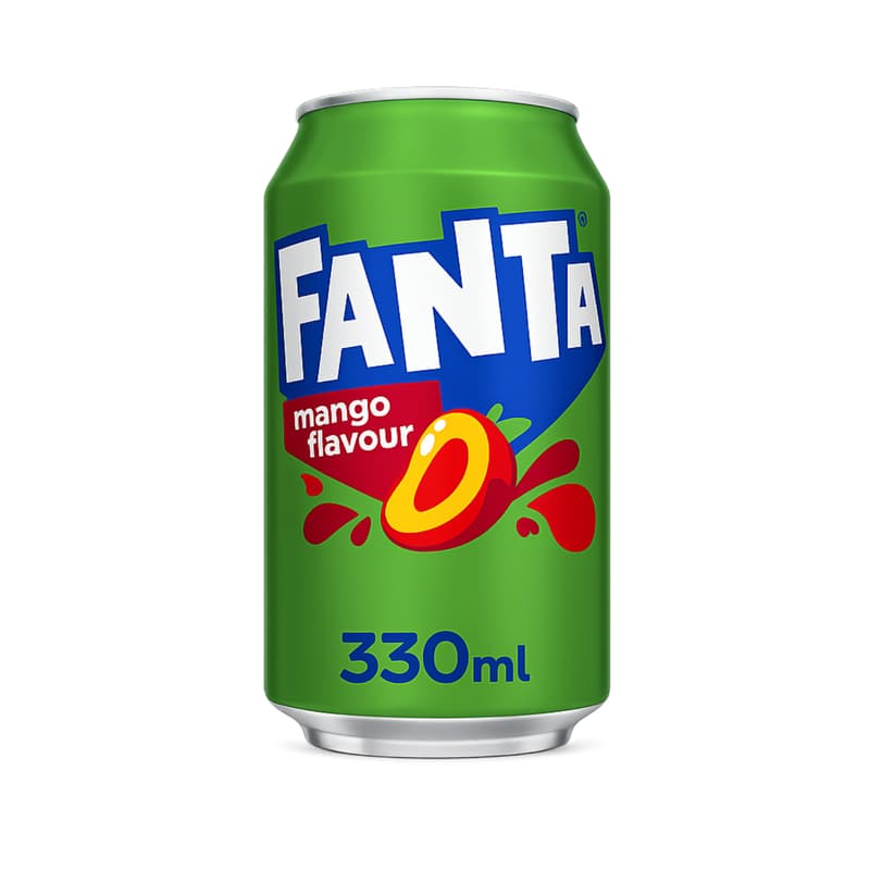 Fanta Mango UK carbonated soft drink 330ml DRS