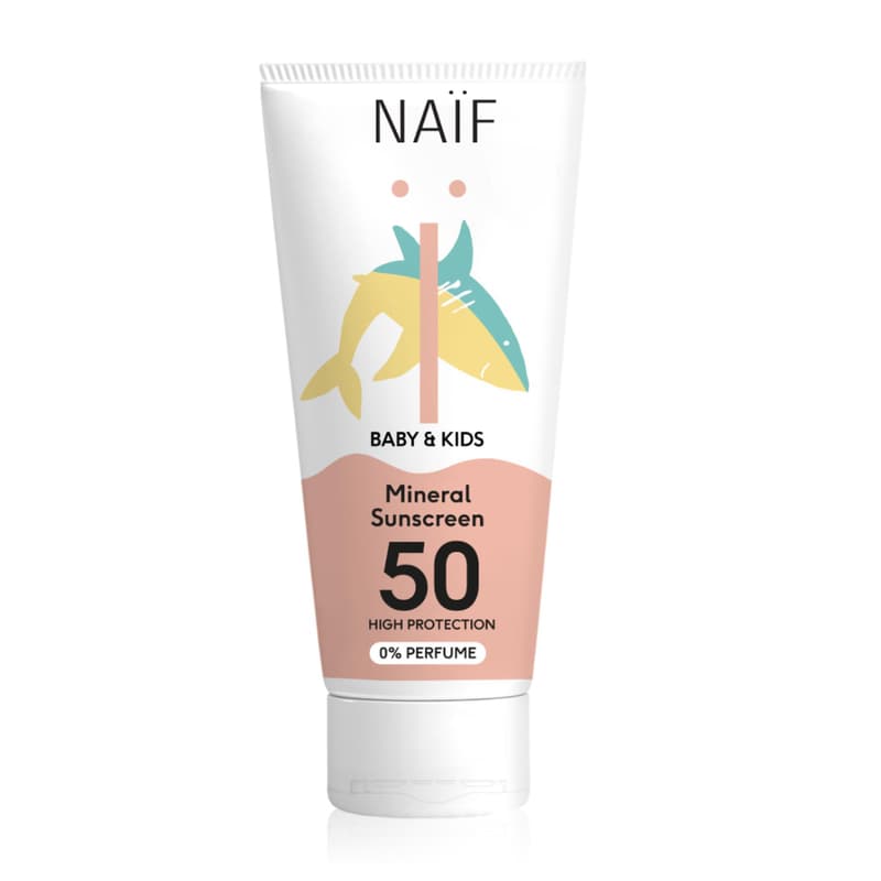 NAÏF Baba és gyermek ásványi naptej SPF 50 illatanyag-mentes