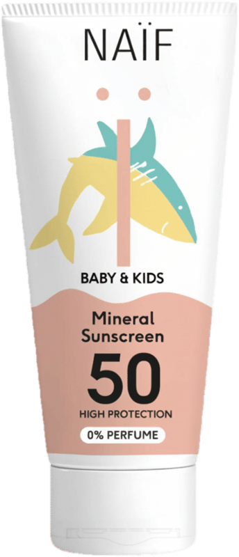NAÏF Baba és gyermek ásványi naptej SPF 50 illatanyag-mentes