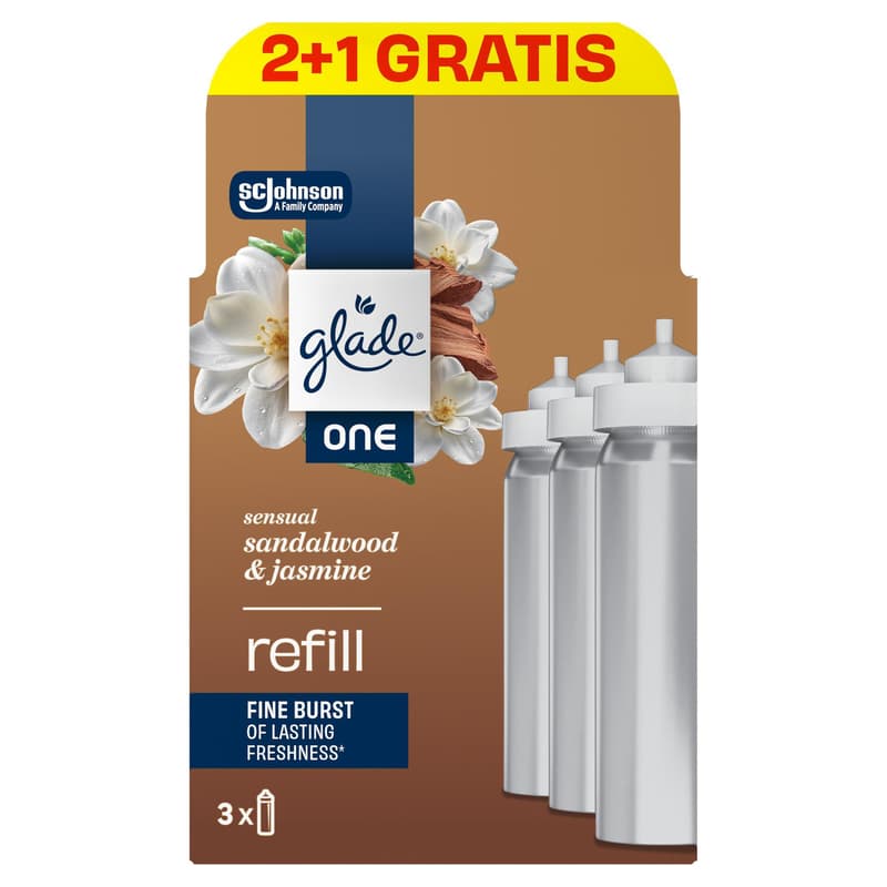 Glade ONE - Sensual Sandalwood & Jasmine, koncentrált légfrissítő aeroszol utántöltő 2+1