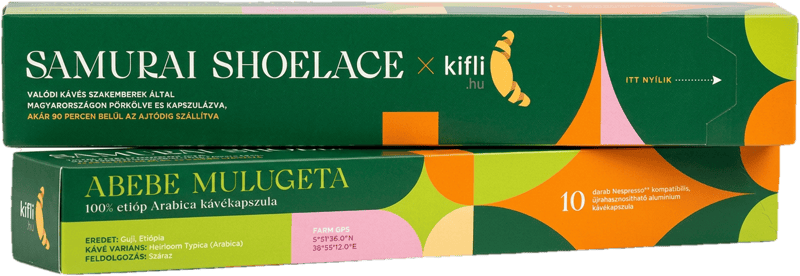Abebe Mulugeta Samurai Shoelace x Kifli.hu kollab Nespresso kompatibilis specialty kávékapszula