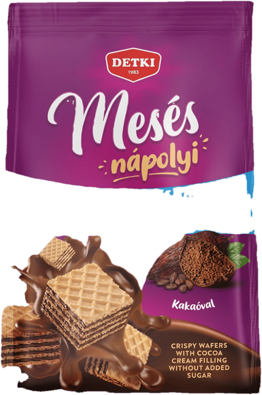Detki crispy wafer with cocoa and chocolate cream filling, without added sugar, with sweetener 180g