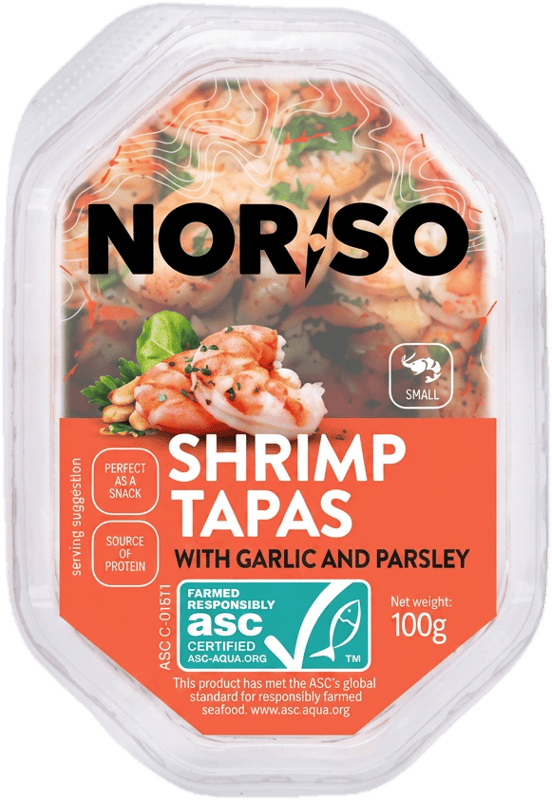 NORSO ASC Shrimp tapas in oil with garlic and parsley