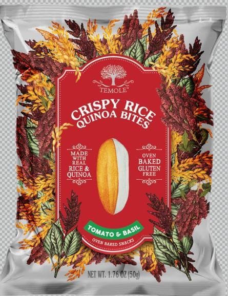 TEMOLE Ropogós rizs és quinoa falatok – paradicsom és bazsalikom ízű