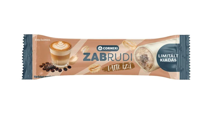 Cornexi zabrudi - latte, karamellás töltelékkel töltött kávéízű zabrúd, fehér bevonattal