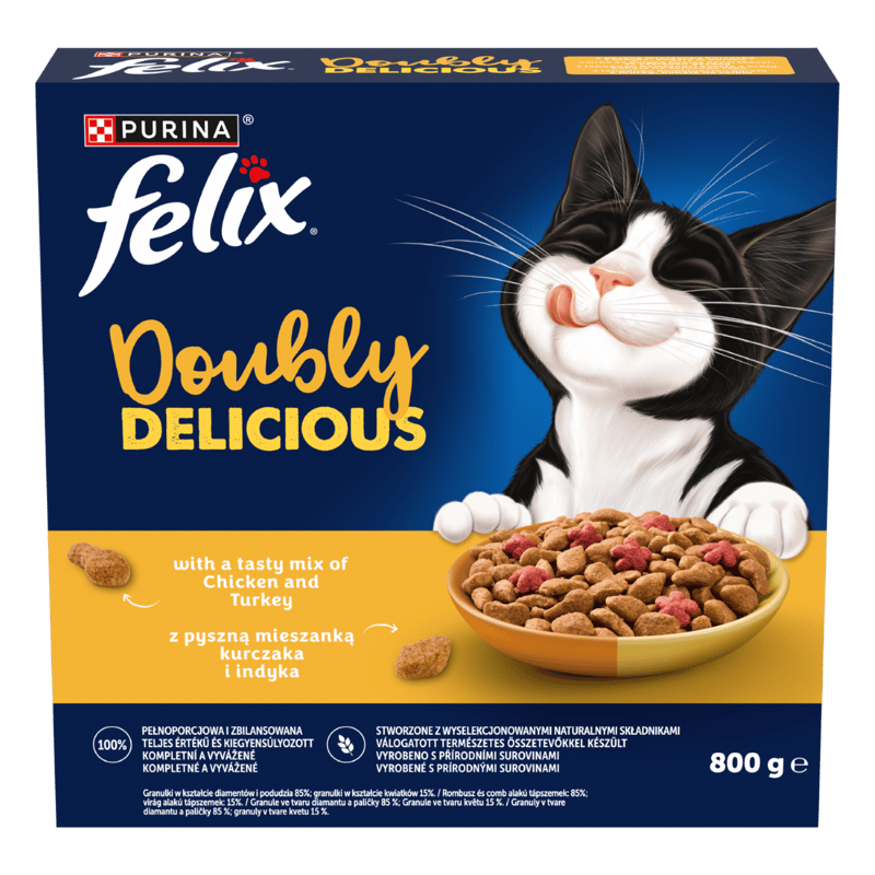 Felix Doubly Delicious with Chicken and Turkey Flavours, with Cereal, Dry Cat Food