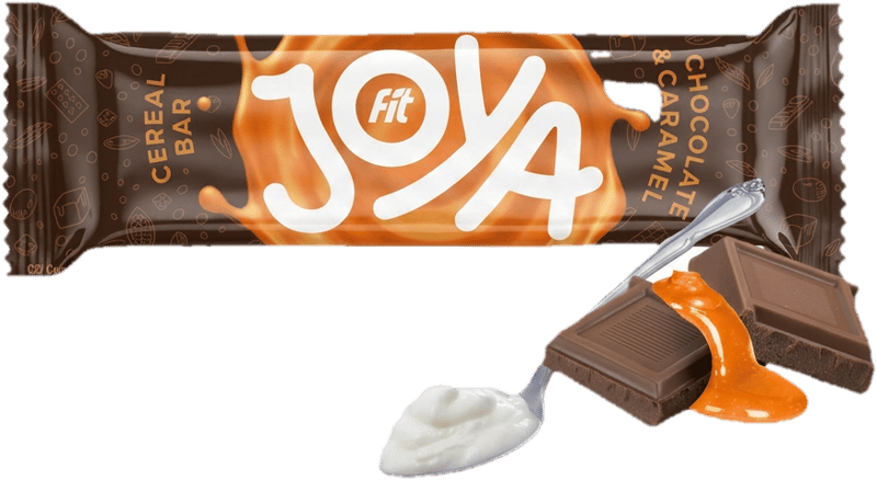 Chocolate caramel muesli bar with yogurt coating