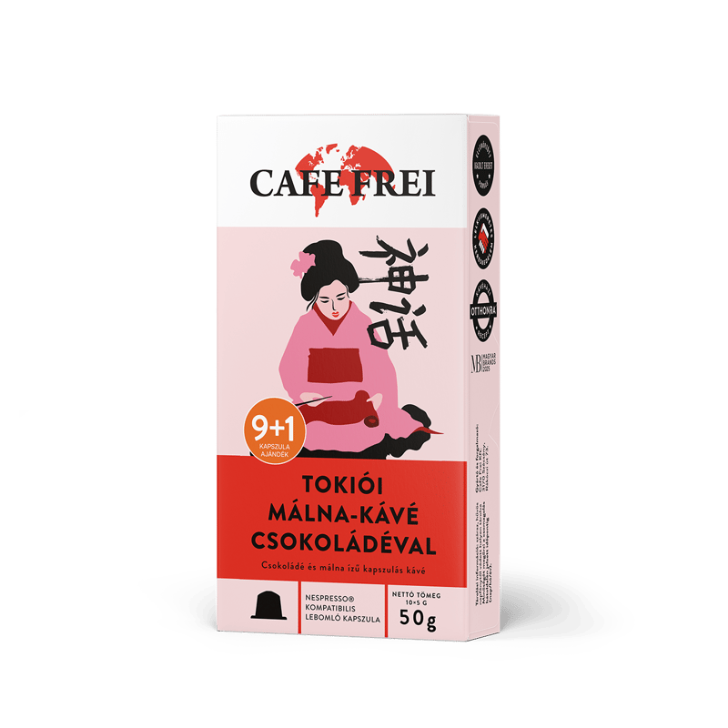 CAFE FREI Tokyo Raspberry Coffee with Chocolate Nespresso Compatible Capsules 9 + 1 pcs (50 g)