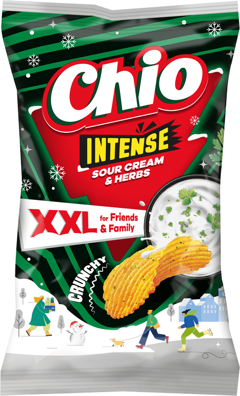 CHIO XXL BURGONYACHIPS INTENSE TEJFÖLÖS-FŰSZERNÖVÉNYES