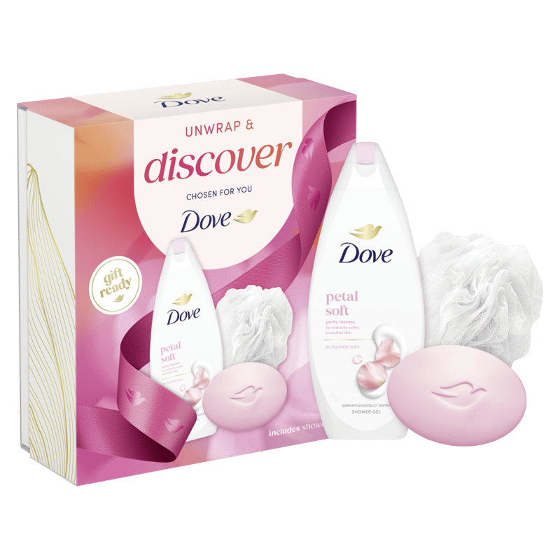 Dove Discover Gift Pack with shower puff