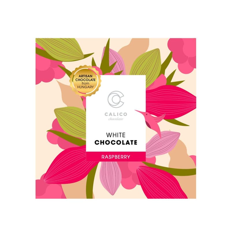Calico white chocolate tablet with raspberry powder