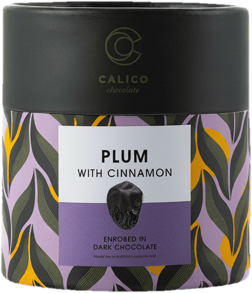 Calico Fruits - Plum with cinnamon, enrobed with dark chocolate