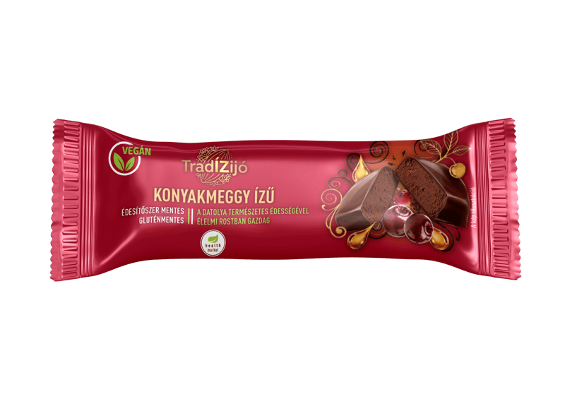 Health Market Tradízijó Konyakmeggy ízű datolyaszelet, datolyás, kakaós édességgel mártva