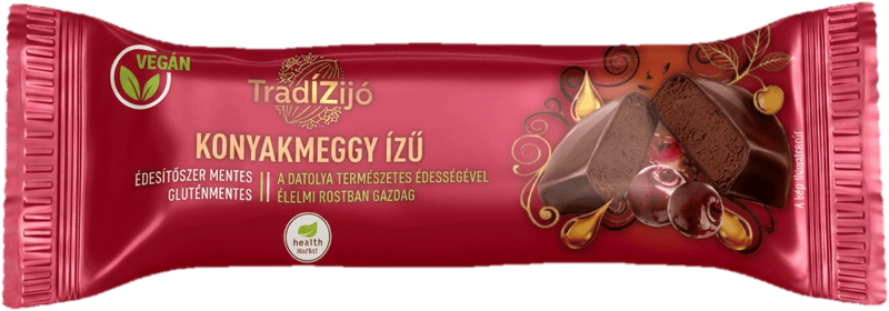 Health Market Tradízijó Konyakmeggy ízű datolyaszelet, datolyás, kakaós édességgel mártva