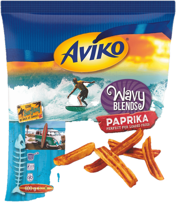 Aviko fagyasztott burgonya hasáb hullámos paprikás Wavy Blends