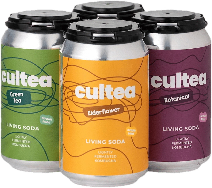 Cultea Living Soda 4x Kifli Mix (Elderflower, Botanical, Sunny Ginger, Green Tea) sugar-free, living culture, fibre