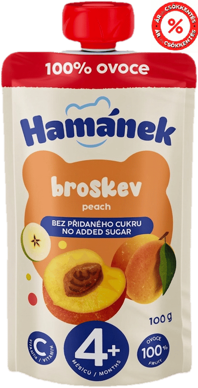 Hamánek Apple Peach Dessert Pouch from 4 Months