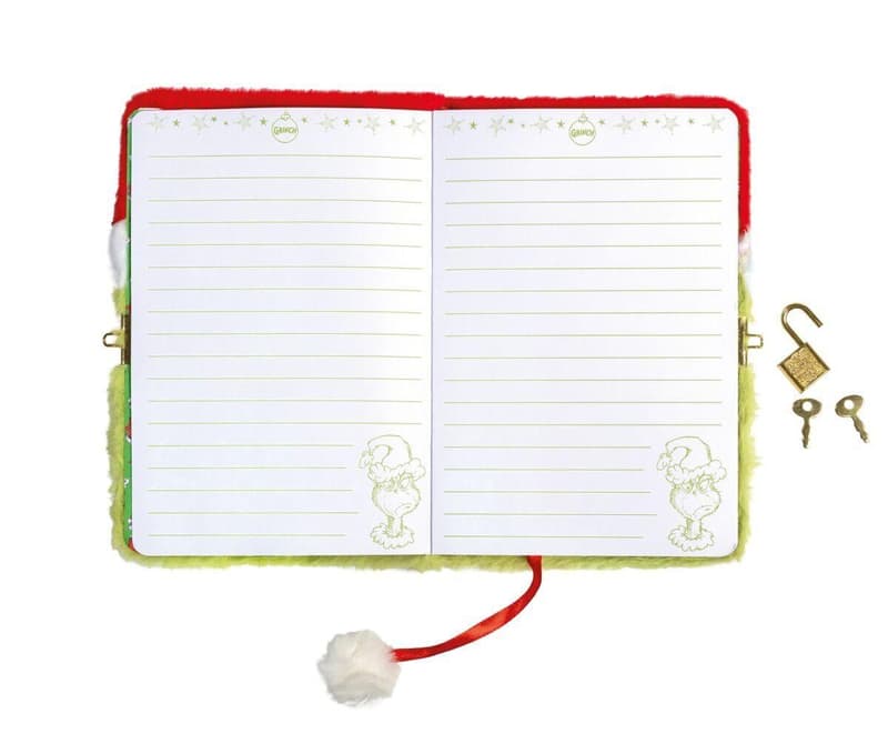 THE GRINCH FLUFFY NOTEBOOK, A5 WITH LOCK
