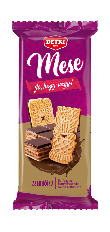 Mese honey linzer with walnut and apricot pieces semi covered with cocoa mass 180g
