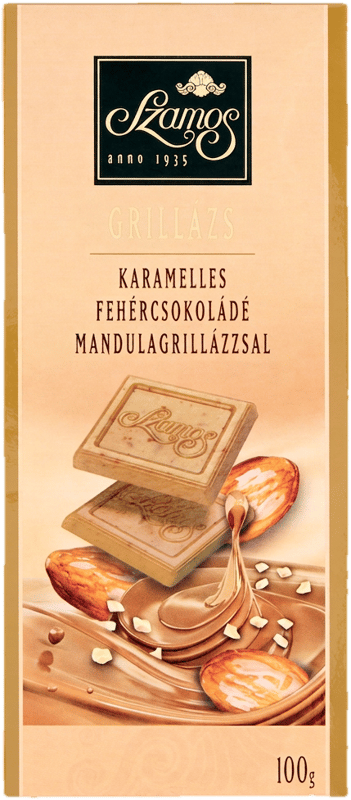Szamos Mandulagrillázs fehércsokoládé tábla 100g