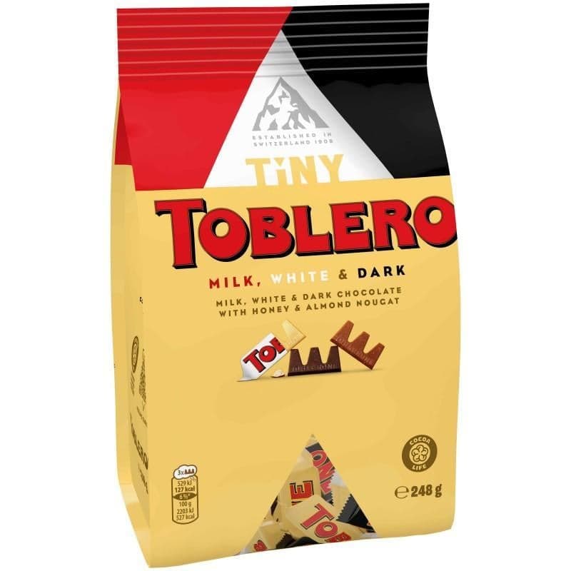 Toblerone svájci csokoládé MIX (ét, tej, fehér) zacskóban