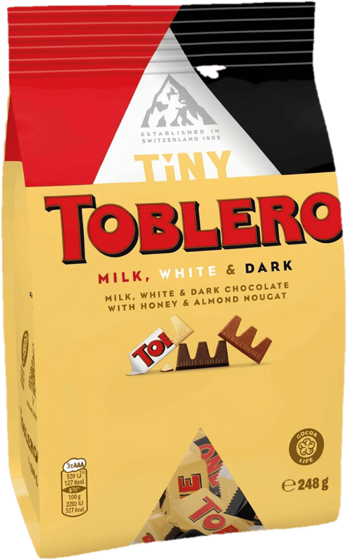 Toblerone svájci csokoládé MIX (ét, tej, fehér) zacskóban
