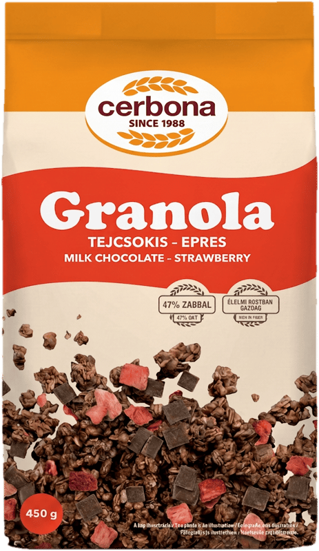 Cerbona milk chocolate-strawberry granola 450g