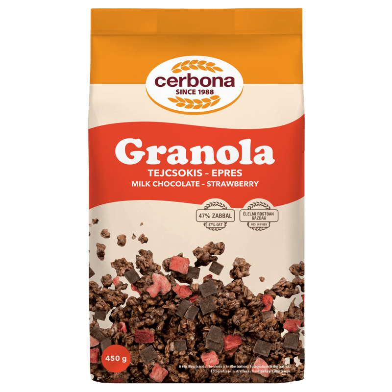 Cerbona milk chocolate-strawberry granola 450g