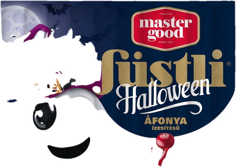 Master Good Halloween Füstli Vörösáfonya ízesítésű füstölt virsli csirkehúsból, tejföllel dúsítva, feketére színezve