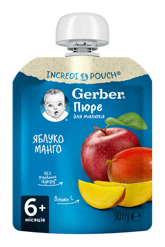 Gerber alma-mangó gyümölcspüré, 6 hónapos kortól