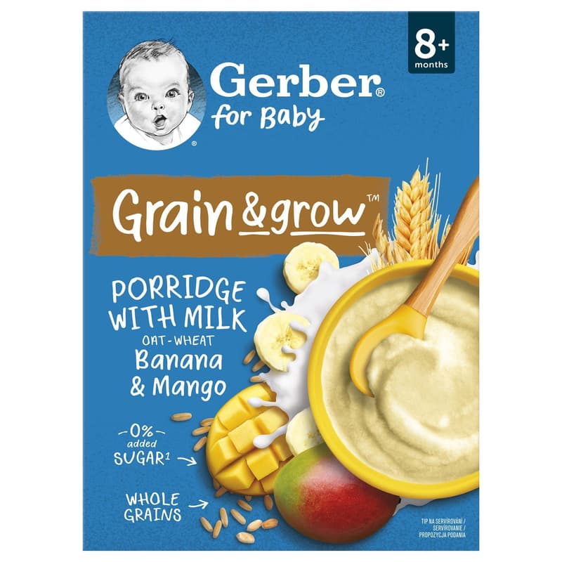 Gerber banános mangós tejpép, 8 hónapos kortól