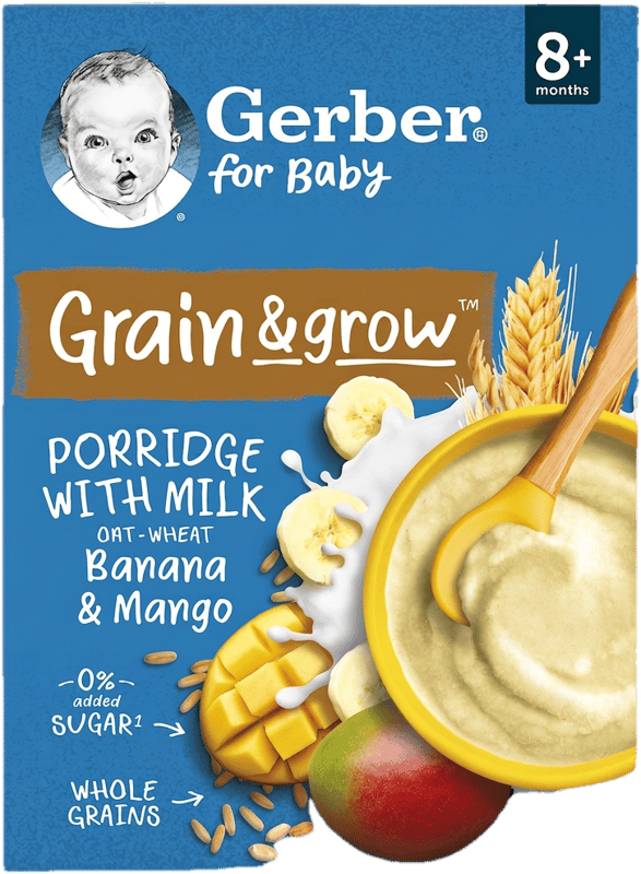 Gerber banános mangós tejpép, 8 hónapos kortól