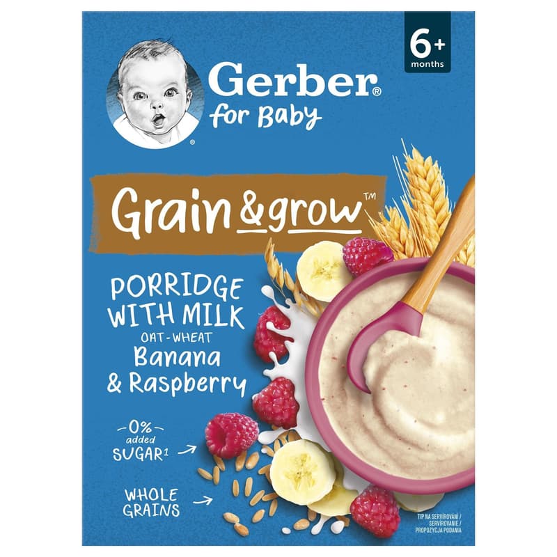 Nestlé Gerber banana raspberry milk cereal