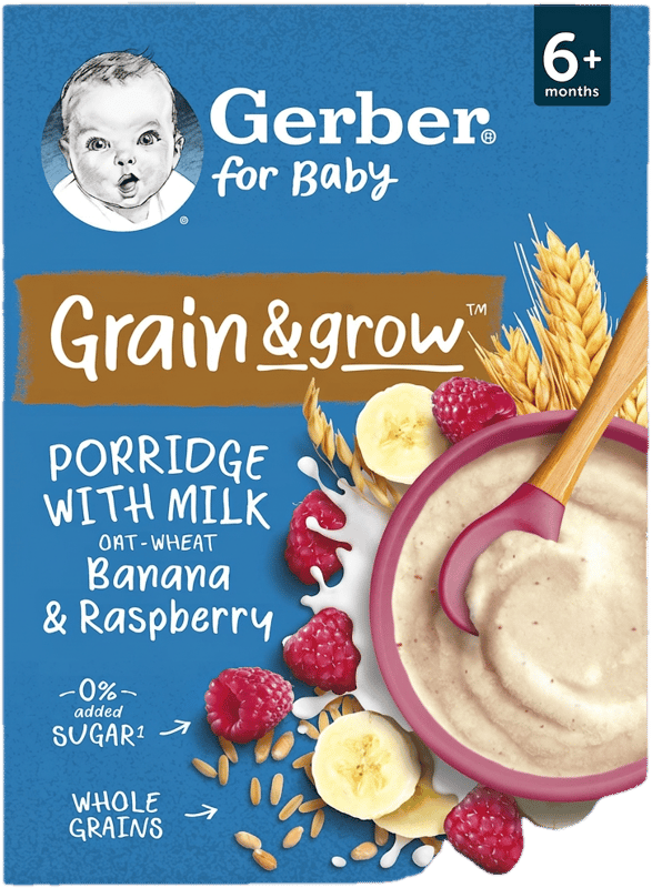 Nestlé Gerber banana raspberry milk cereal