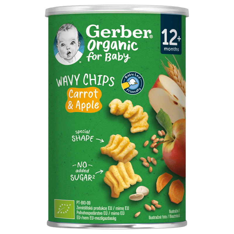 Gerber sárgarépás-almás bio gabonasnack, 12 hónapos kortól