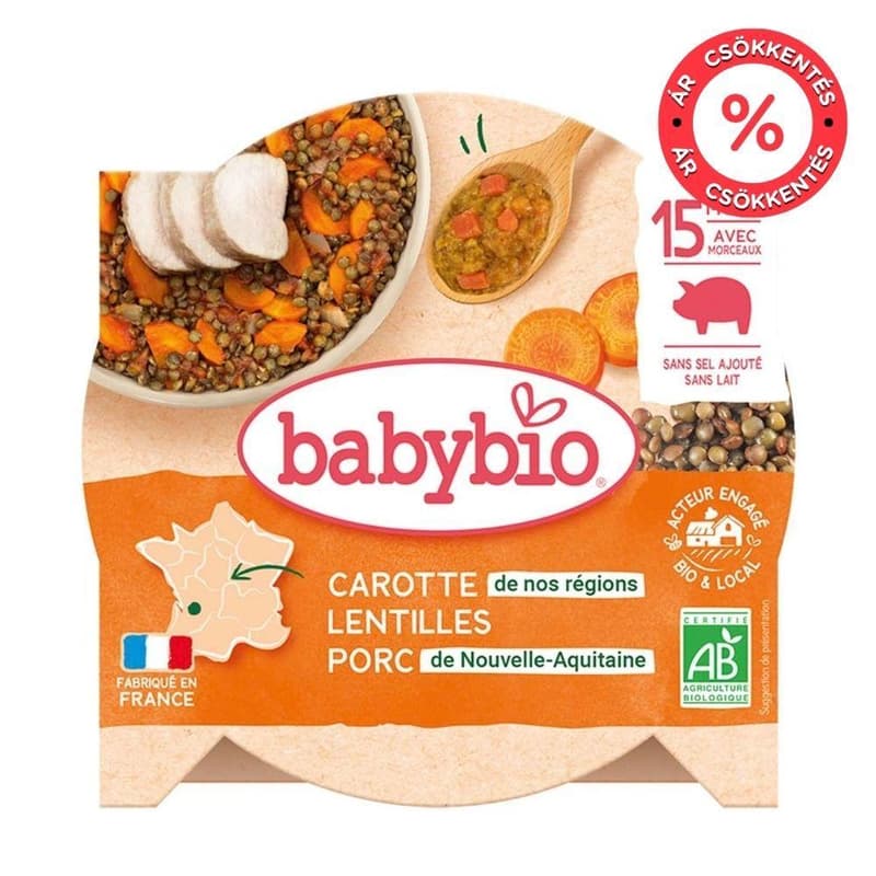 BabyBio Junior Menu – Carrot & Lentil Stew with Pork 15+ Months