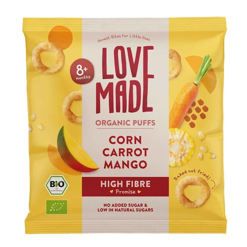 LoveMade Organic Bio mangós sárgarépás zöldségkarikák 8 hó+