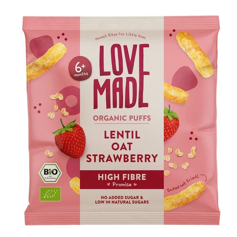 LoveMade Organic Bio epres kukoricás lencsés zabpufi 6 hó+