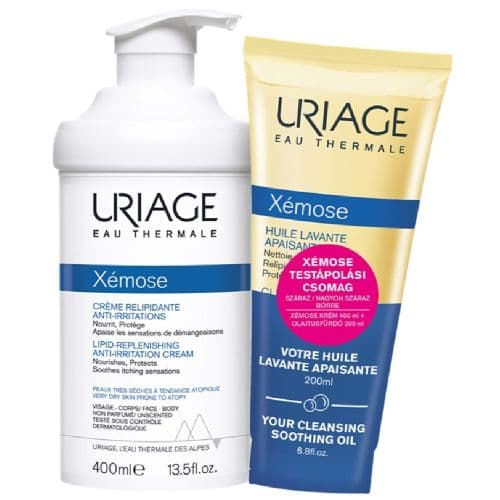 Uriage Xémose krém száraz/nagyon száraz bőrre + olajtusfürdő 400ml+200ml