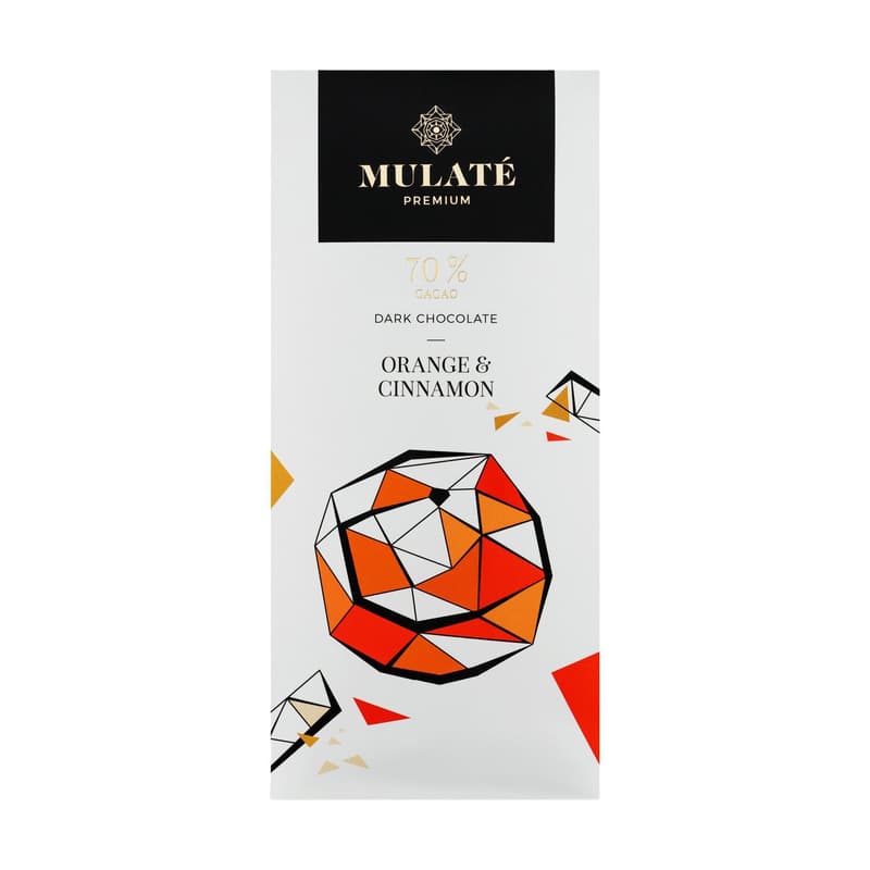 Mualte dark chocolate with freeze-dried oranges and cinnamon, 90 g