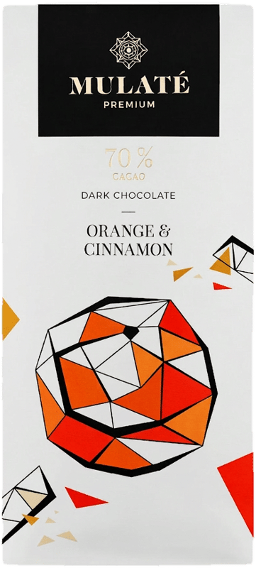Mualte dark chocolate with freeze-dried oranges and cinnamon, 90 g
