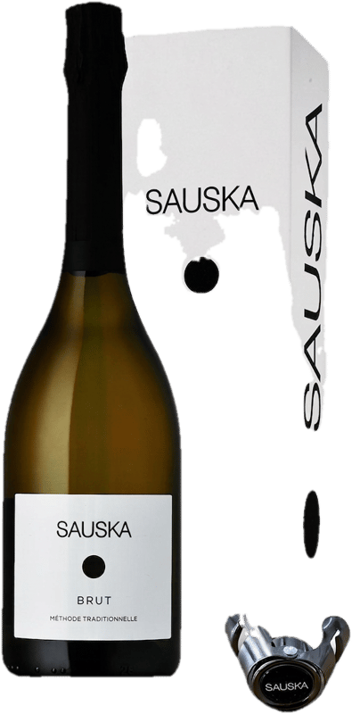 Sauska Brut quality sparkling wine traditional method in a gift box with a champagne stopper