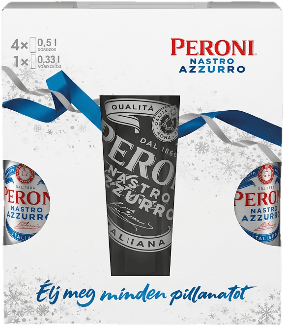 Peroni Nastro Azzurro quality light beer  5% beer pack with glass