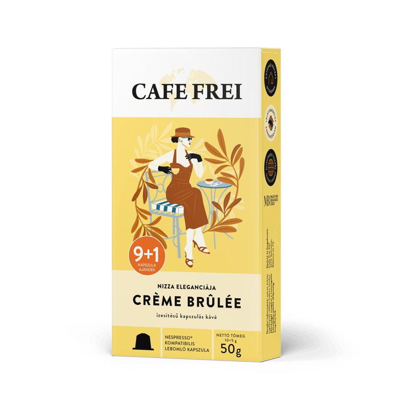 CAFE FREI Elegance of Nice Crème Brûlée Flavored Nespresso Compatible Coffee Capsules 9+1 pcs (50 g)