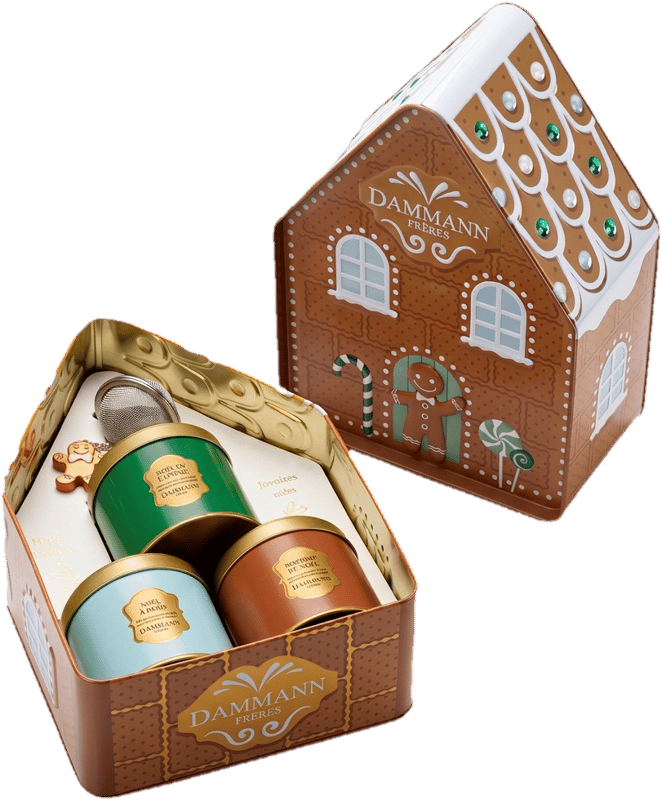 Dammann Candy Christmas díszdoboz (120 g Karácsony Lappföldön, Karácsony Párizsban és Karácsonyi Rooibos + 1 teaszűrő)