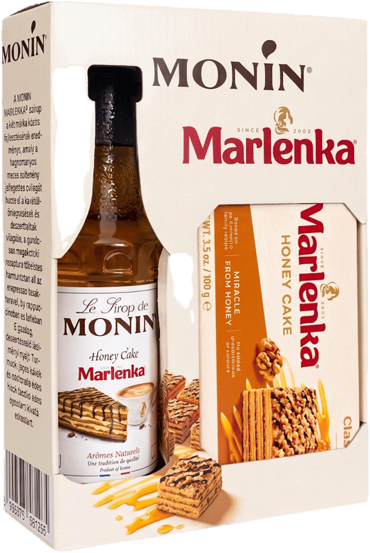 Monin Marlenka honey cake szirup és Marlenka diós torta szelet