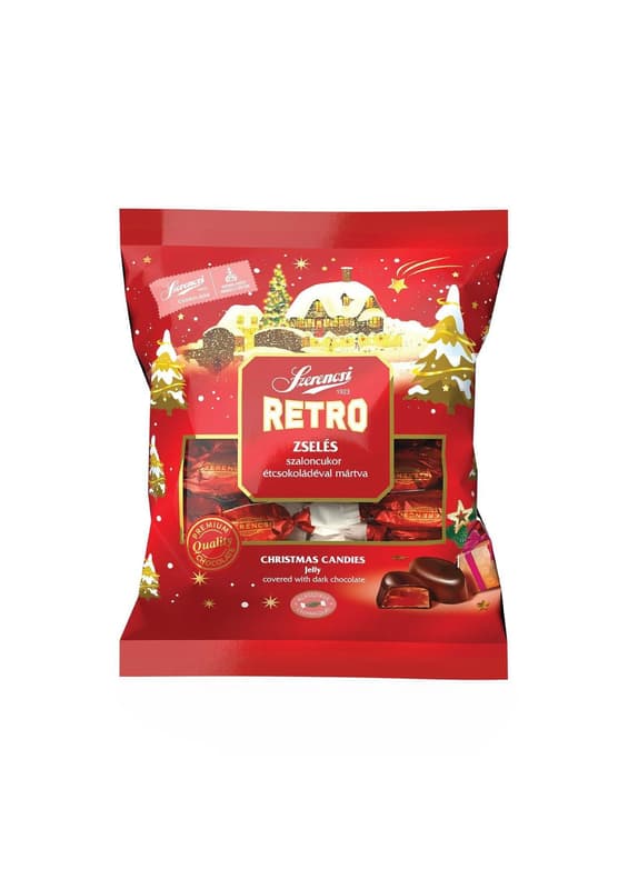 Szerencsi RETRO jelly-filled Christmas pralines with dark chocolate