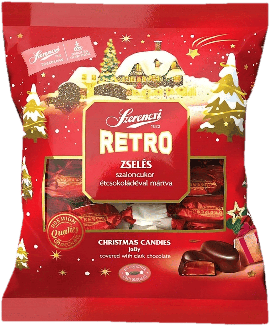 Szerencsi RETRO jelly-filled Christmas pralines with dark chocolate